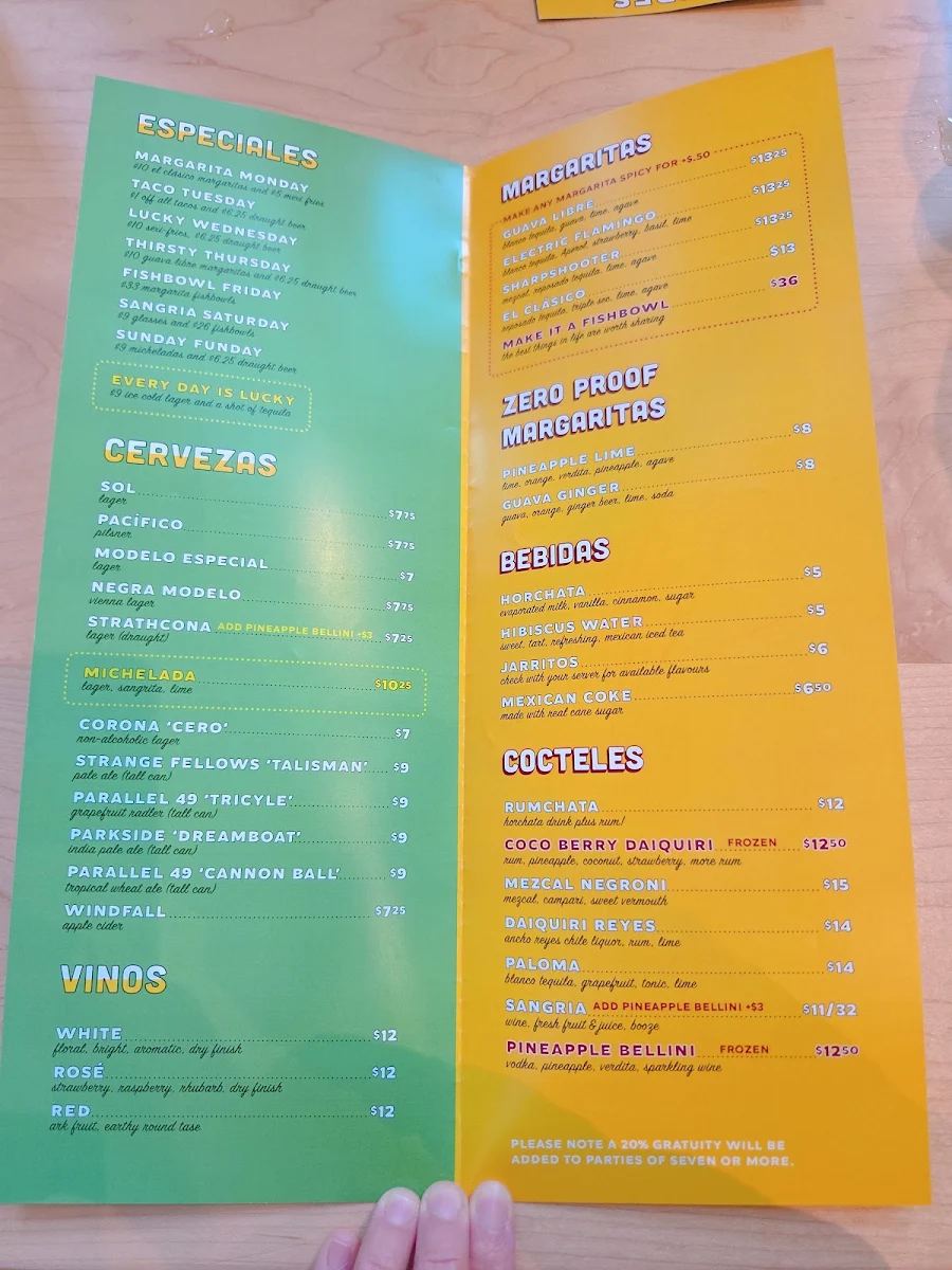Menu, Lucky Taco