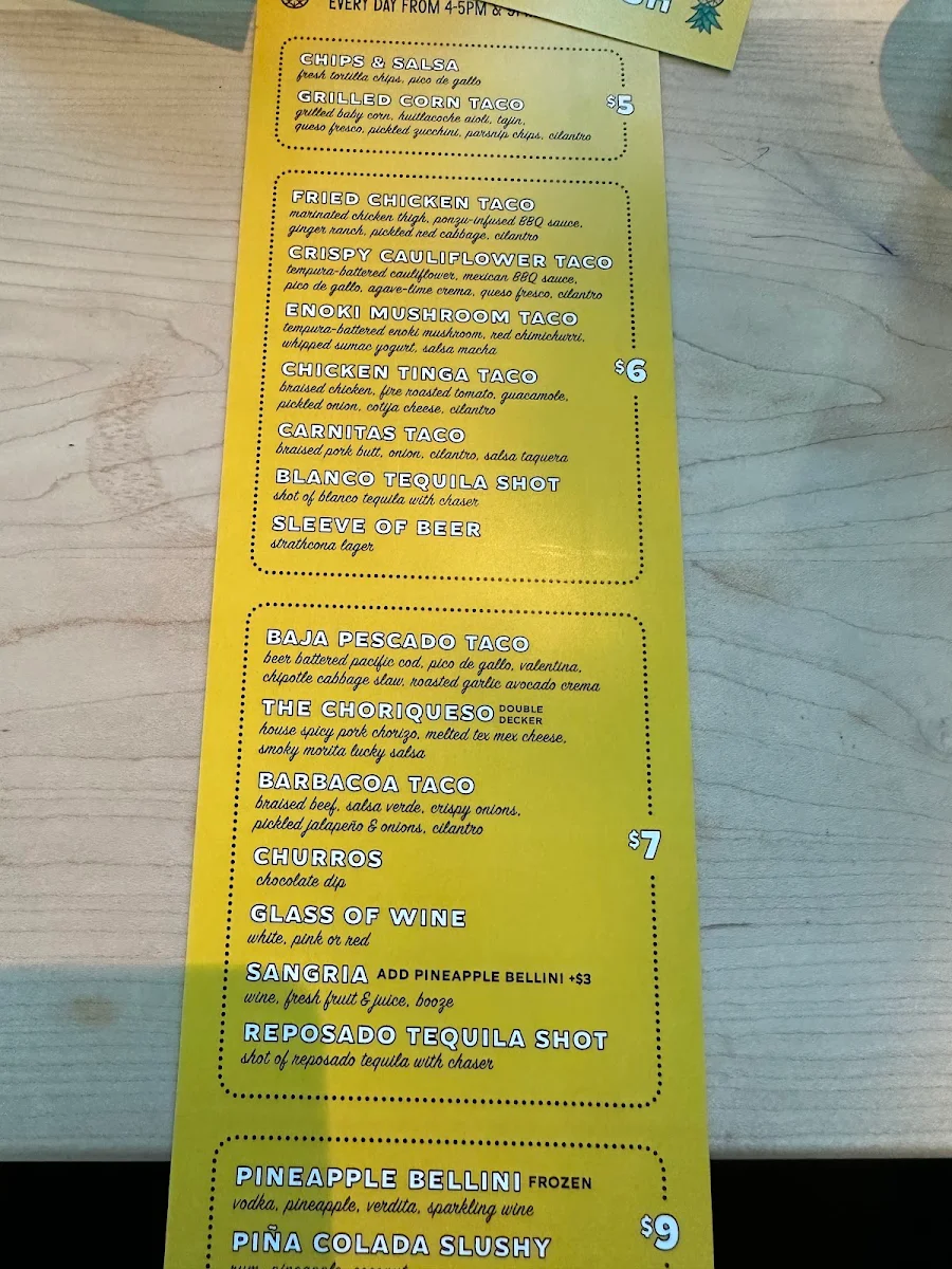Menu, Lucky Taco
