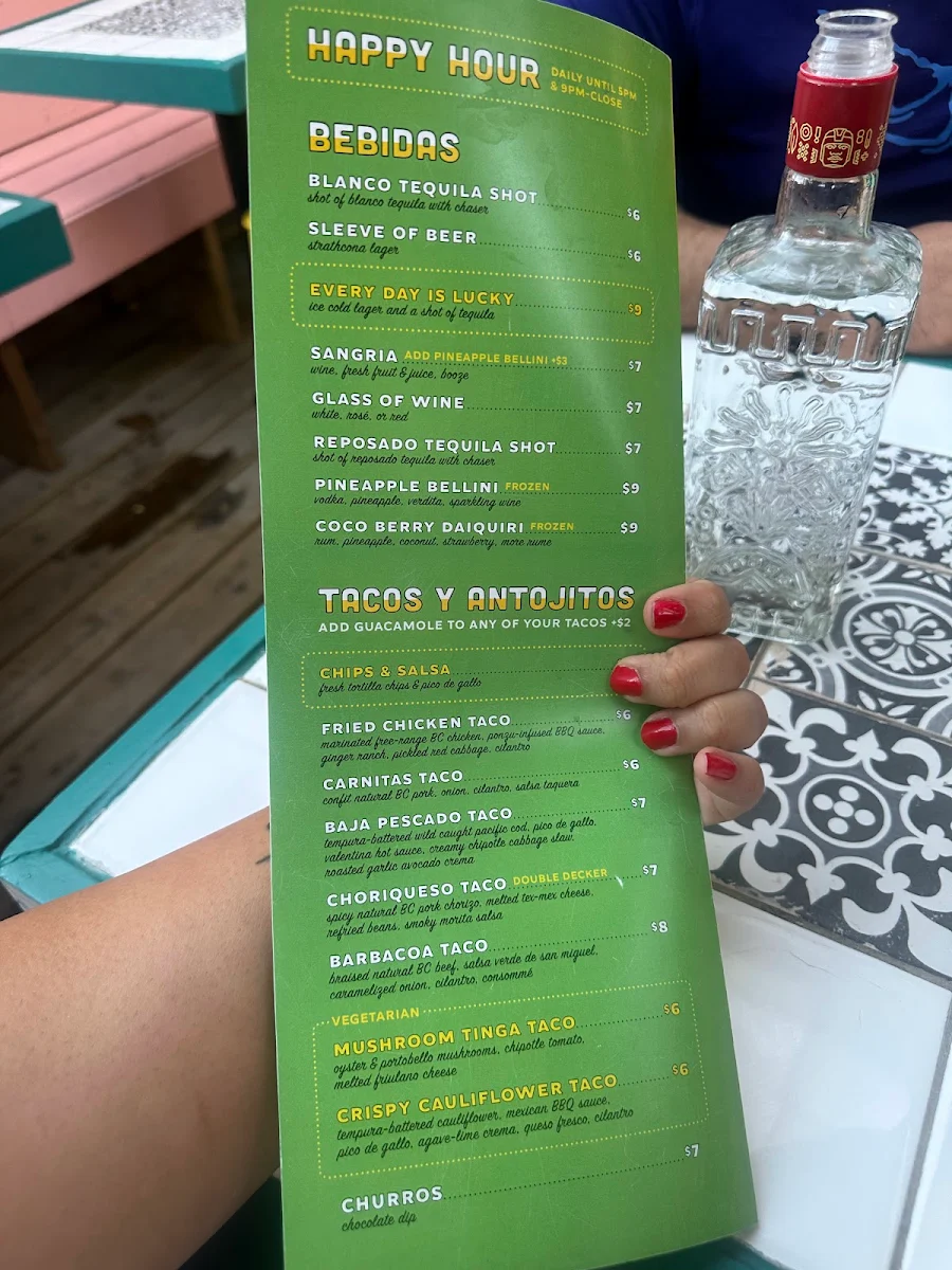 Menu, Lucky Taco