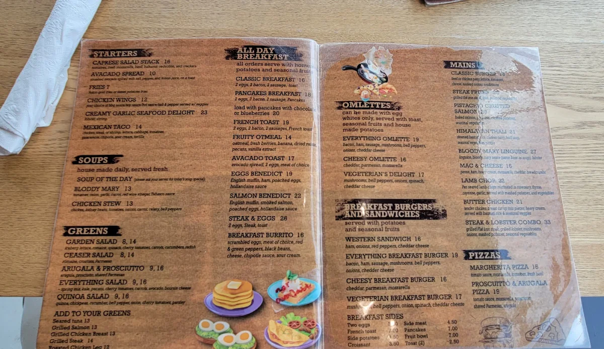 Menu, Eagle Ridge Eatery & Cafe