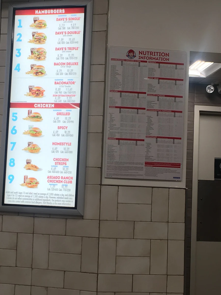 Menu, Wendy's