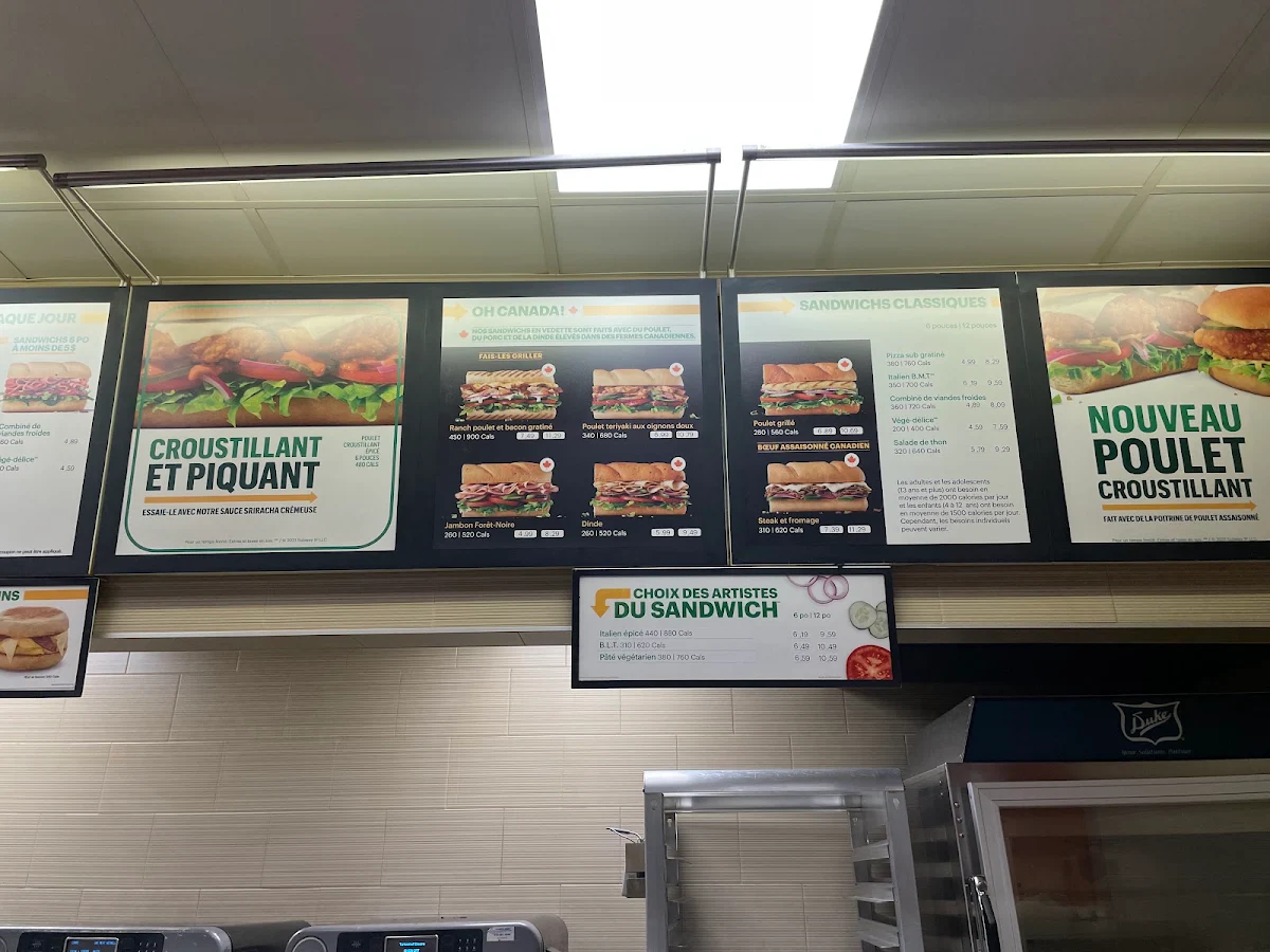 Menu, Subway