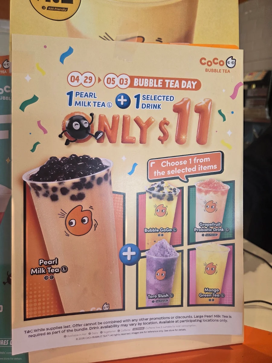 Menu, CoCo Fresh Tea & Juice