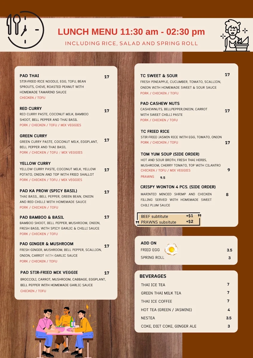 Menu, Thai Chef Eatery