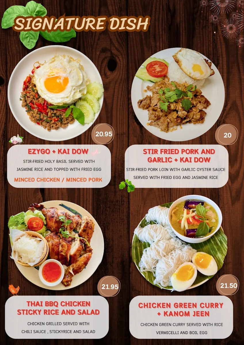 Menu, Thai Chef Eatery
