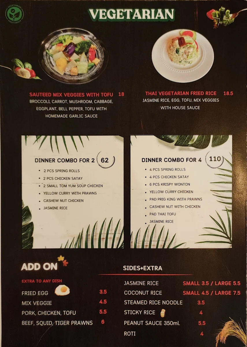 Menu, Thai Chef Eatery