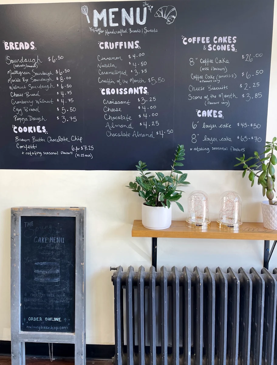 Menu, Nutmeg Bakeshop