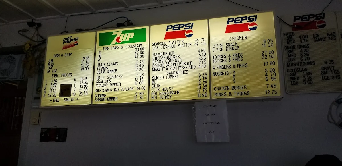 Menu, Andrew's Fish & Chips