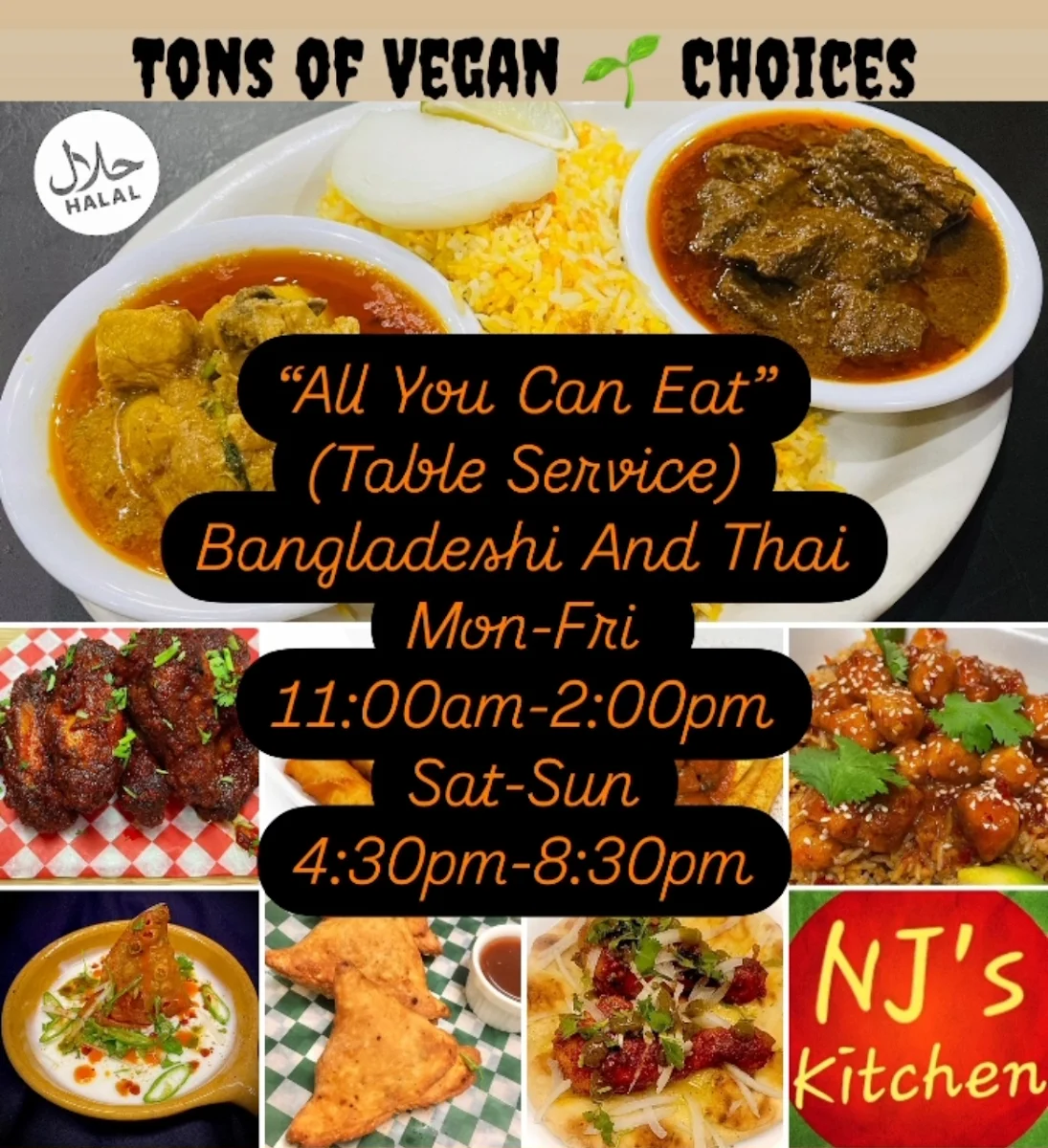 Menu, NJ's Kitchen Bangladeshi Restaurant