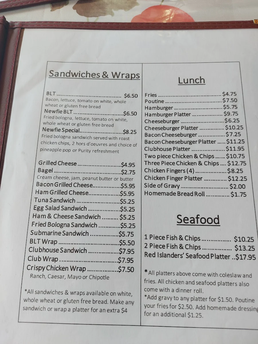 Menu, Tea By The Sea