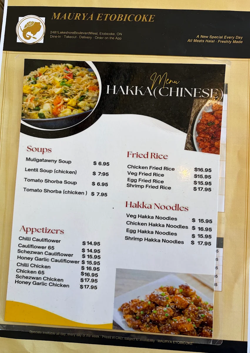 Menu, Maurya East Indian Roti (Lakeshore)