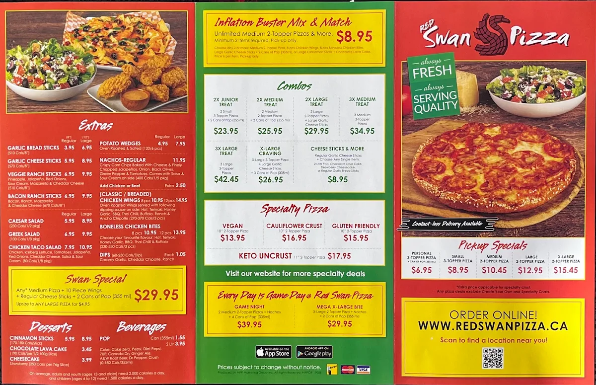 Menu, Red Swan Pizza - Brantford
