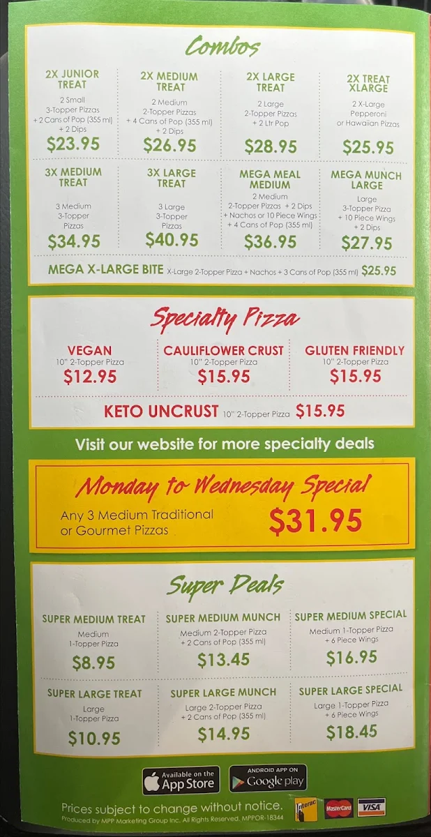 Menu, Red Swan Pizza - Brantford