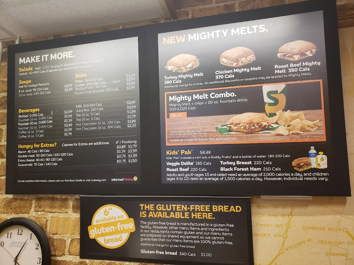 Menu, Subway