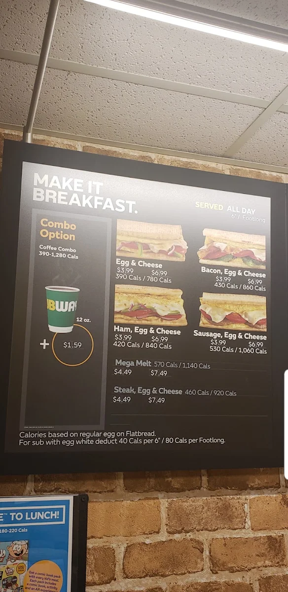 Menu, Subway