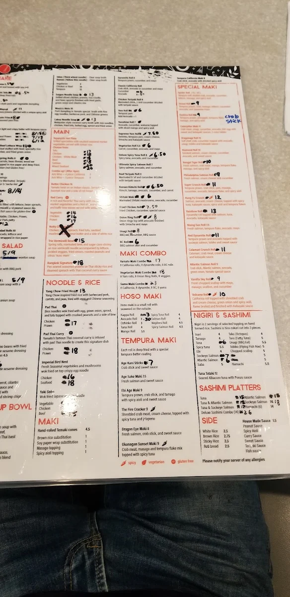 Menu, Yamato