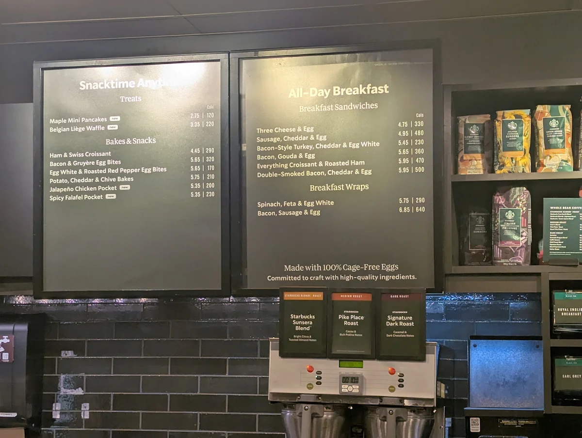 Menu, Starbucks Coffee Company