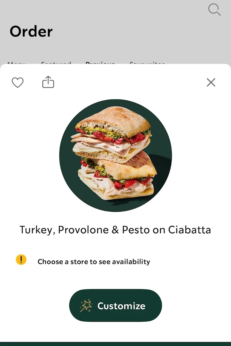 Menu, Starbucks Coffee Company