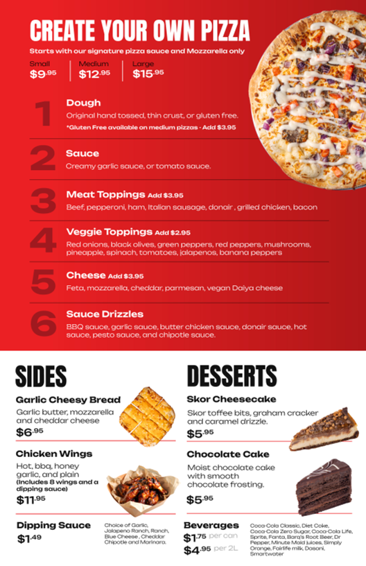 Menu, PIZZAHOLIC