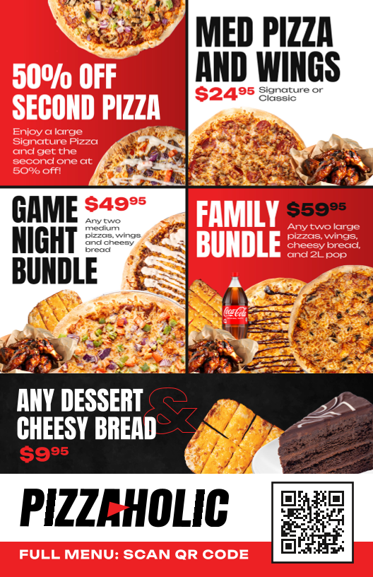 Menu, PIZZAHOLIC
