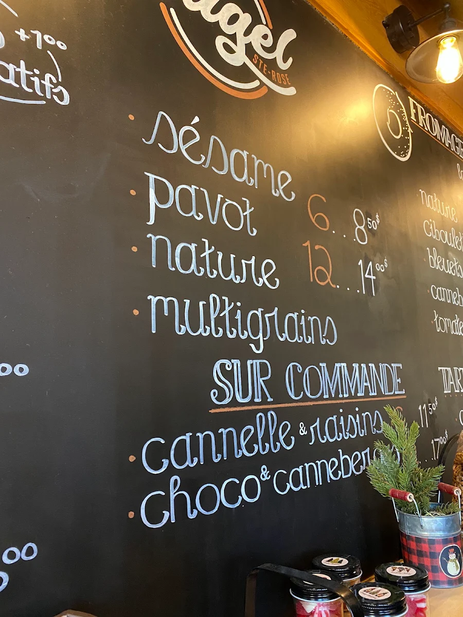 Menu, Bagel Ste-Rose