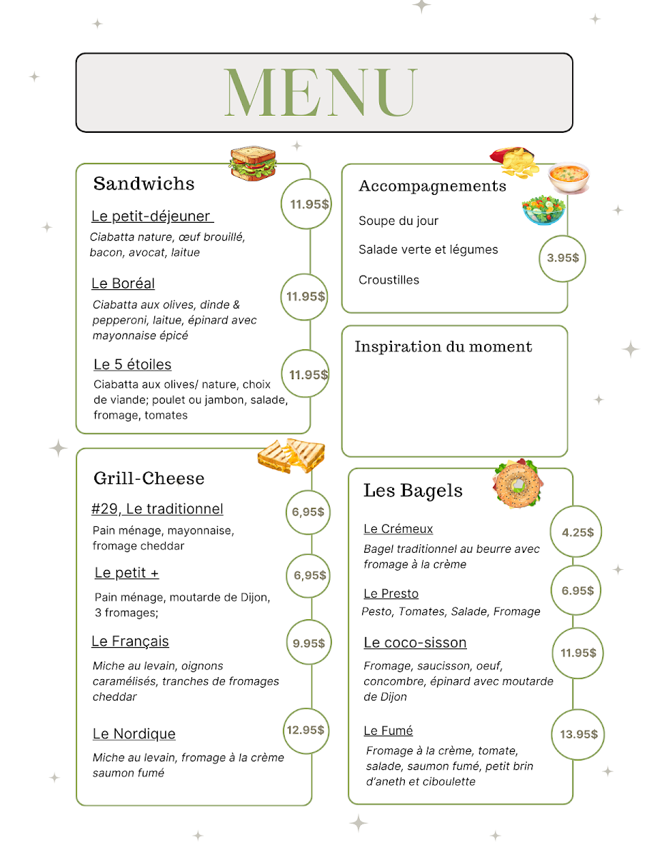 Menu, La Halte Boréale - Café & Boutique