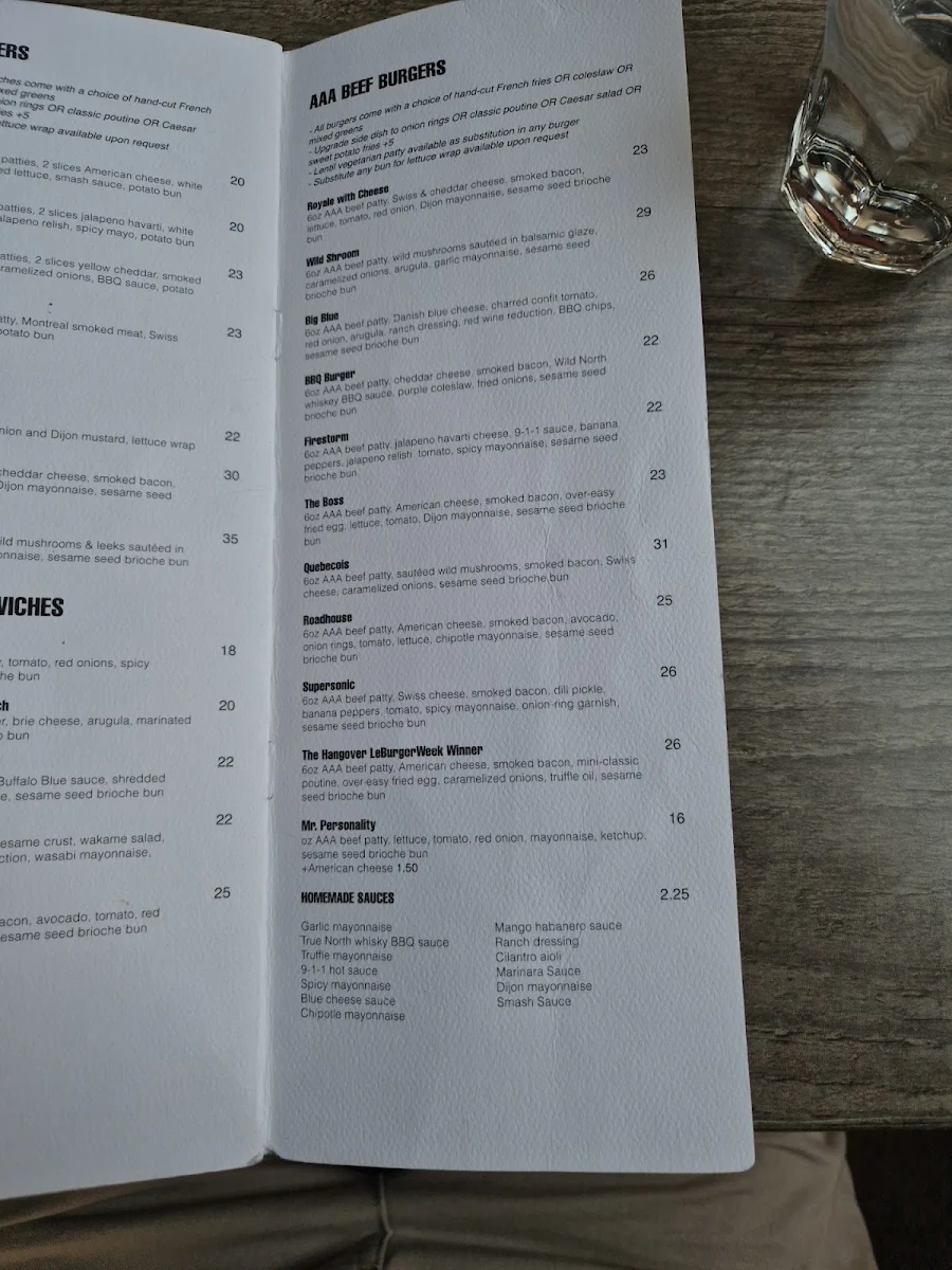Menu, Burger Bar Crescent