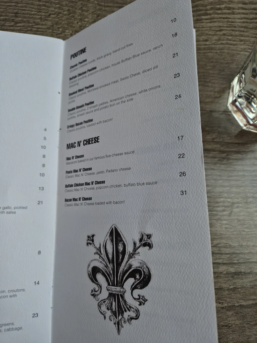 Menu, Burger Bar Crescent