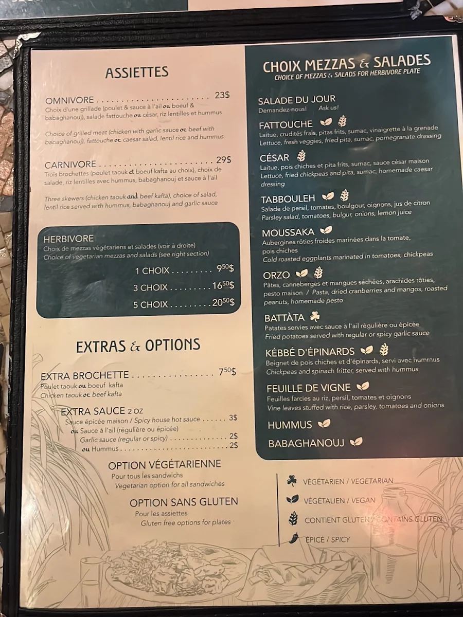 Menu, Omnivore St Denis
