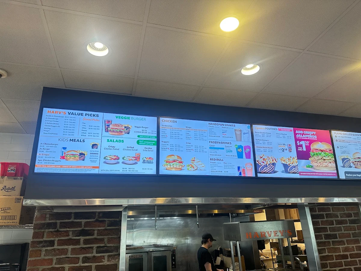 Menu, Harvey's