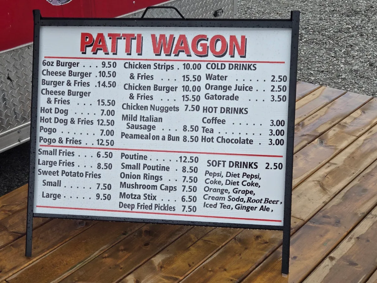 Menu, The Patti Wagon