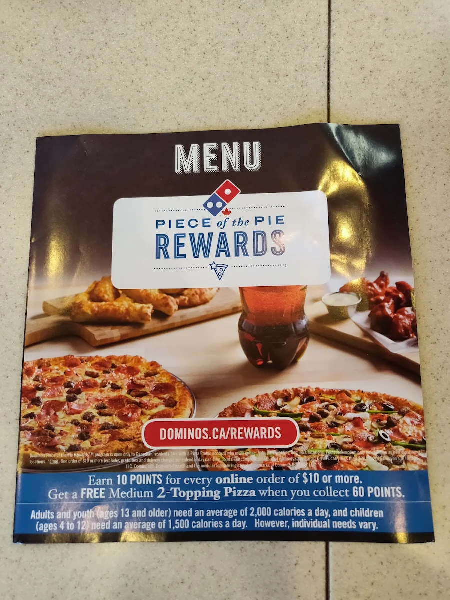 Menu, Domino's Pizza