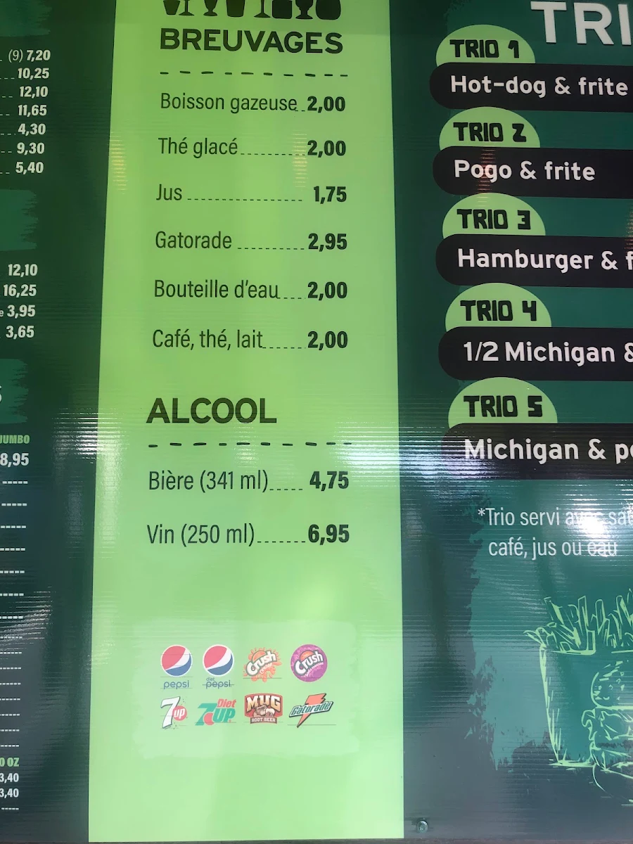Menu, Casse croûte Sapin Vert