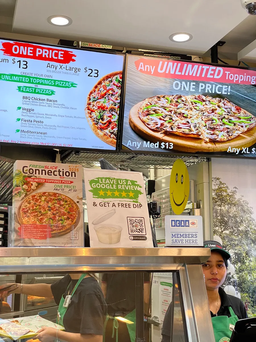 Menu, Freshslice Pizza