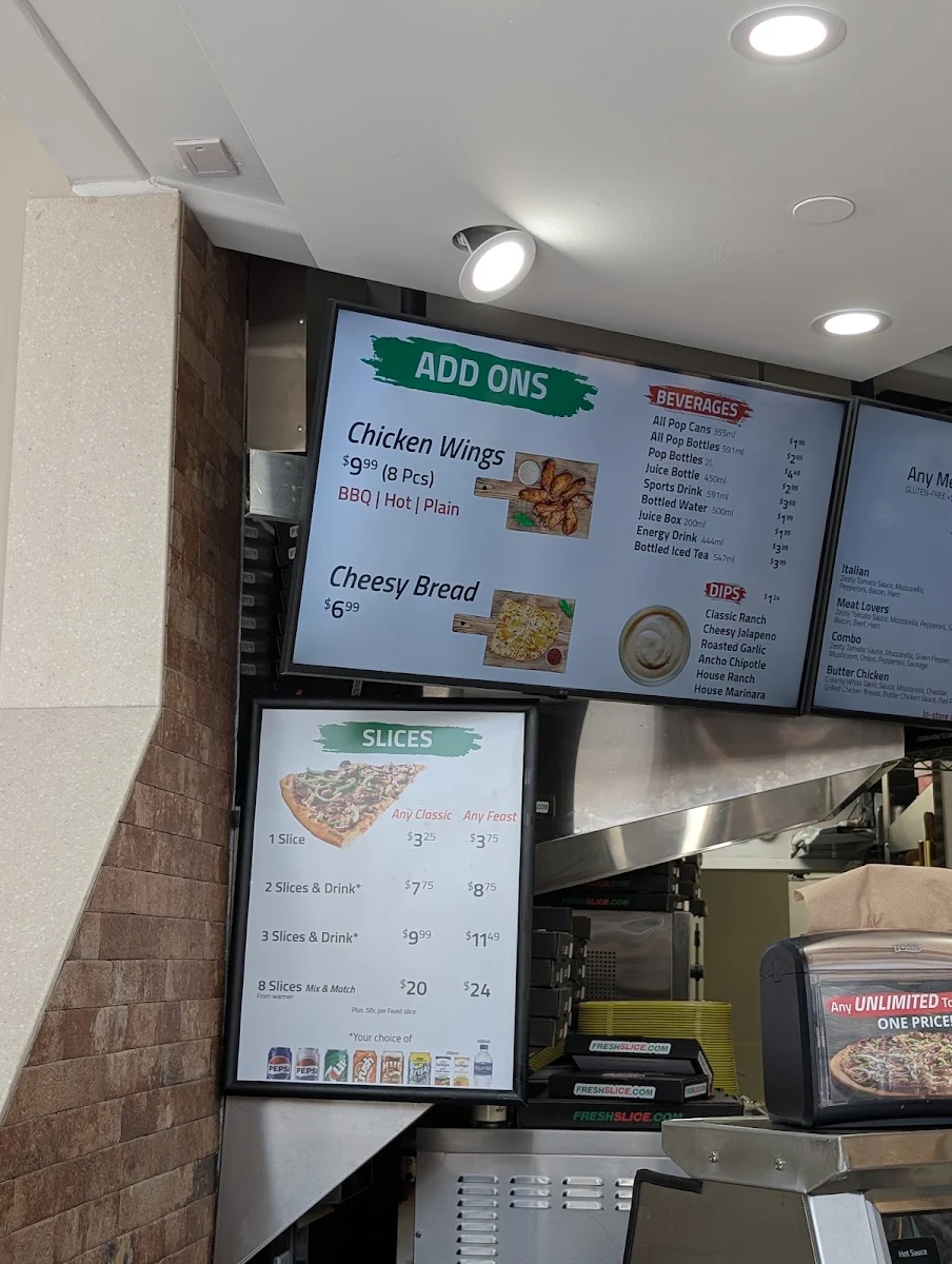 Menu, Freshslice Pizza