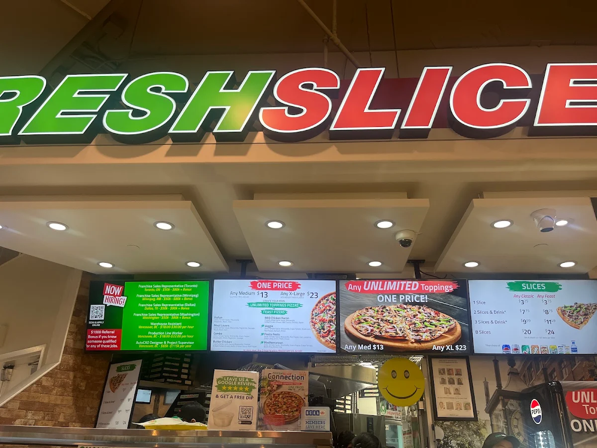 Menu, Freshslice Pizza