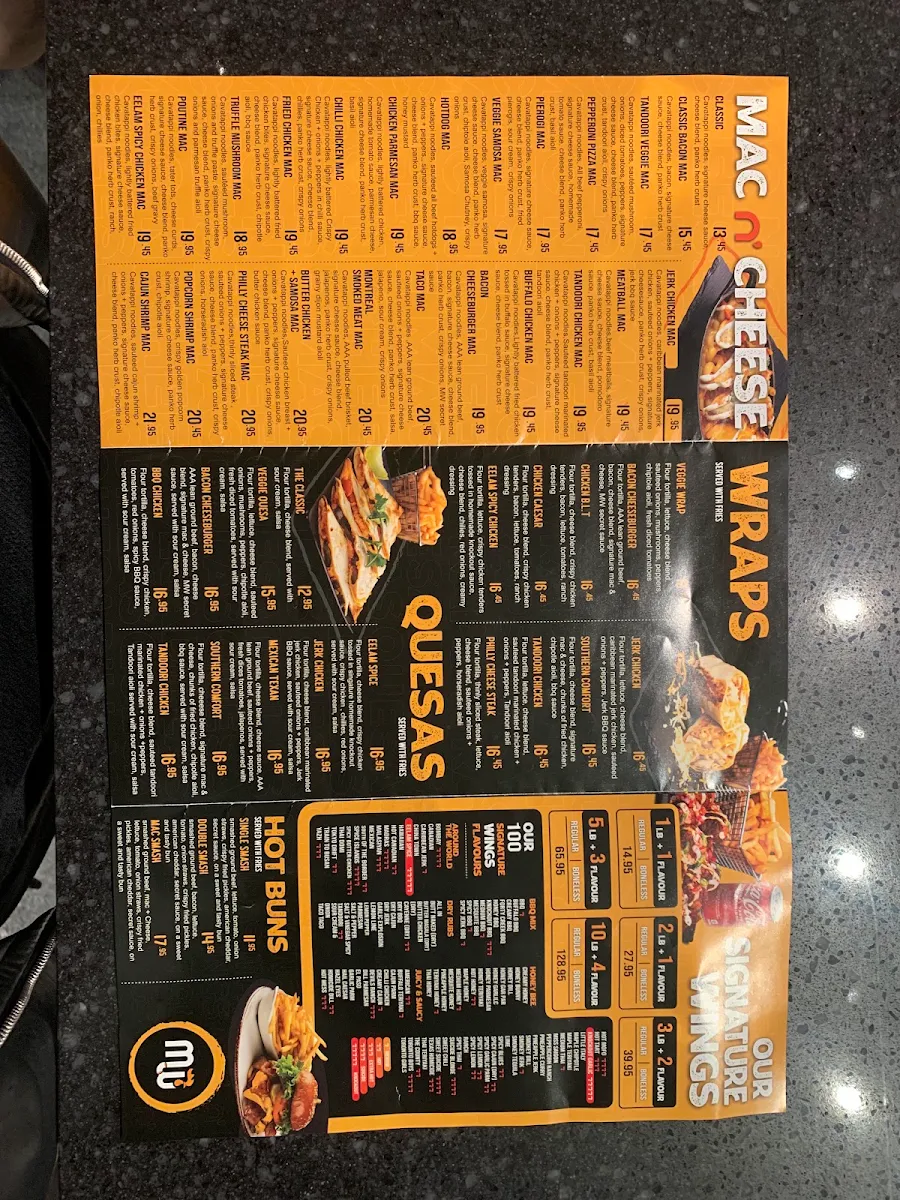 Menu, Mac N' Wings