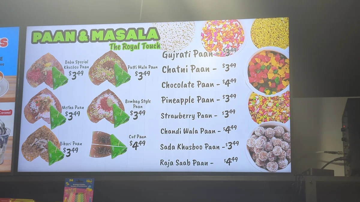 Menu, Paan Hut