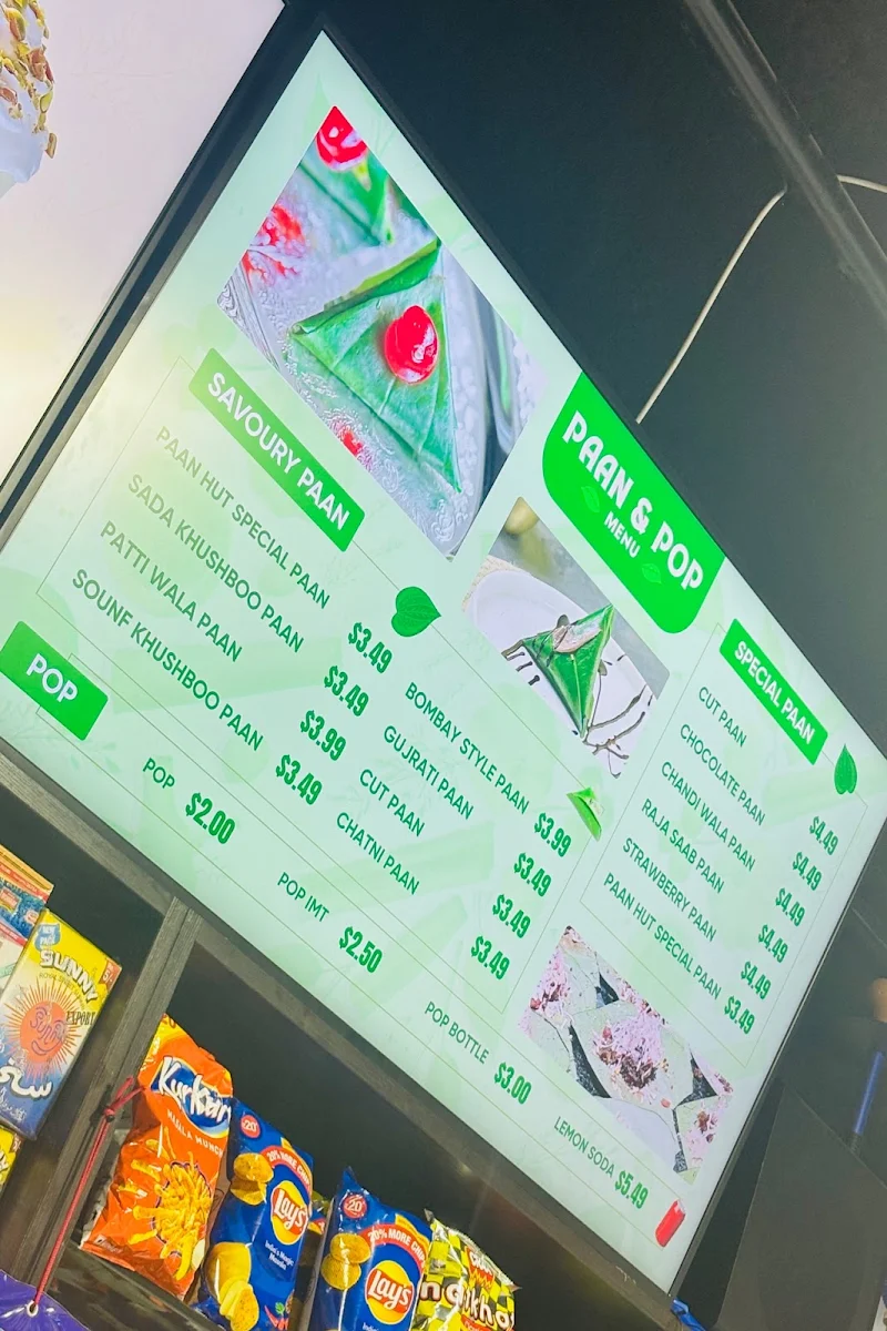 Menu, Paan Hut