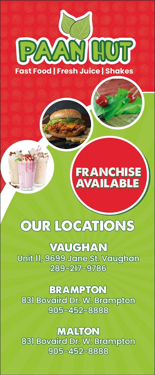 Menu, Paan Hut