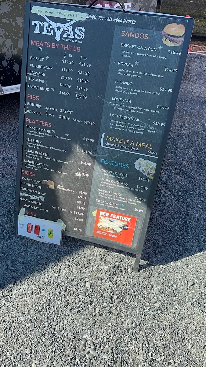 Menu, Texas Smoke BBQ