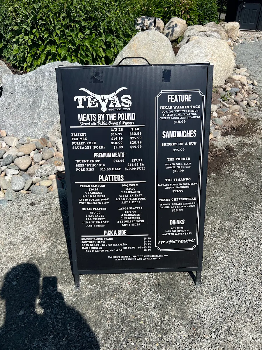 Menu, Texas Smoke BBQ