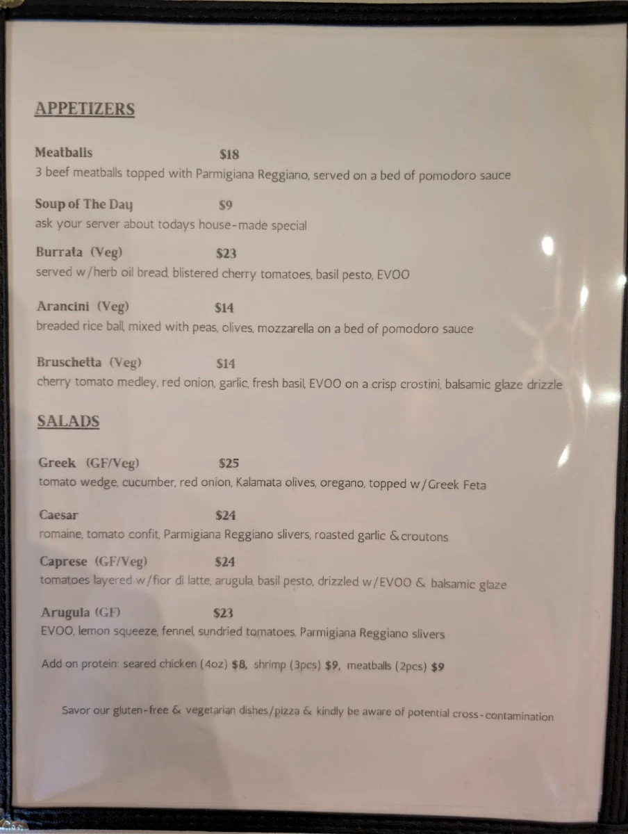 Menu, The St. Rita