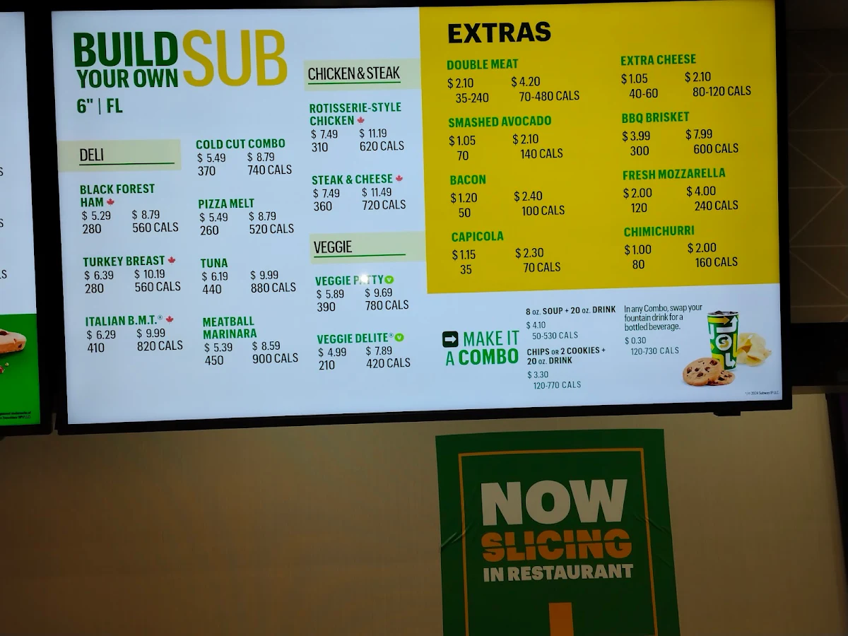 Menu, Subway