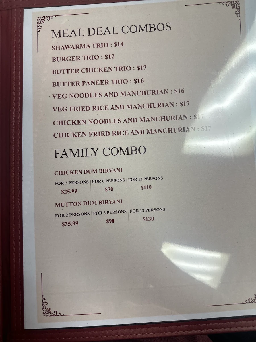 Menu, Restaurant nizam’s