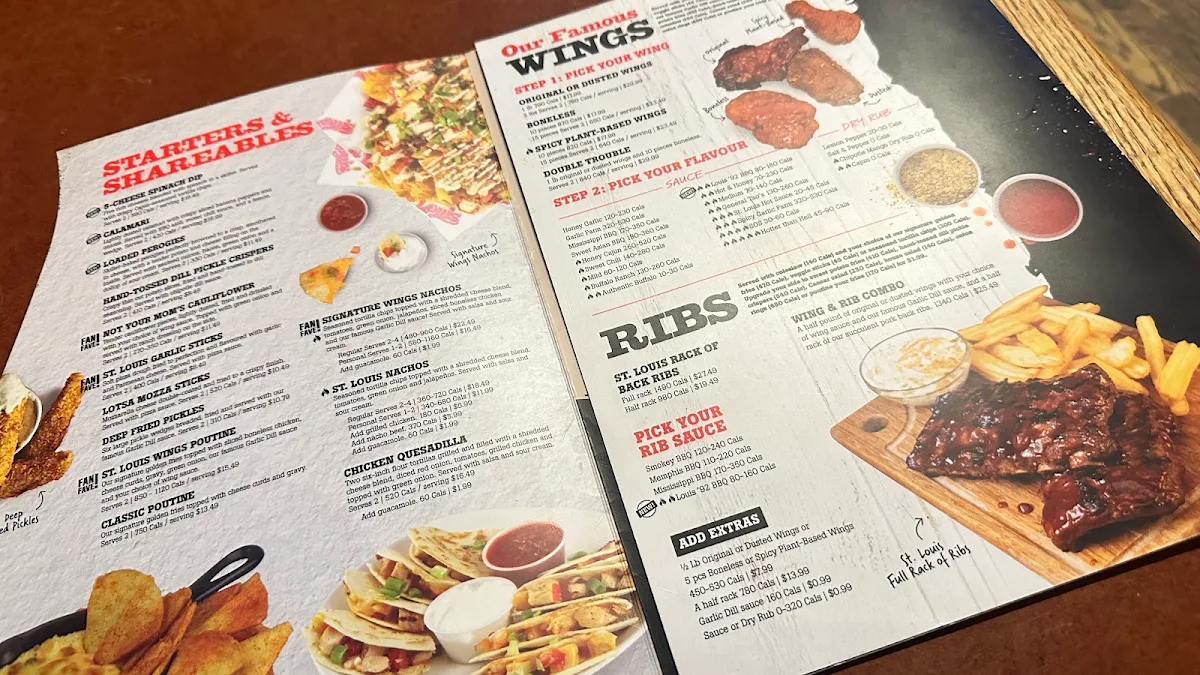 Menu, St. Louis Bar & Grill