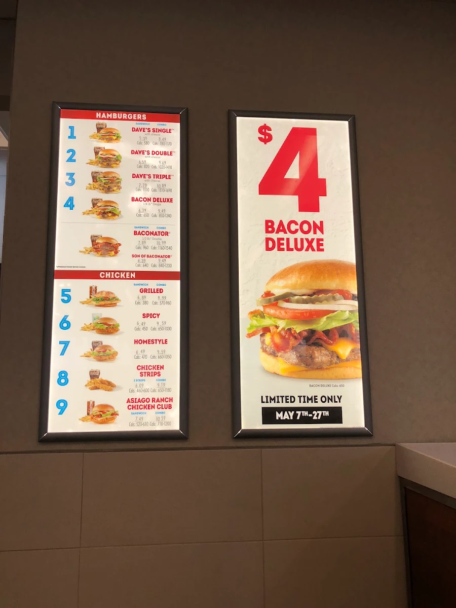 Menu, Wendy's