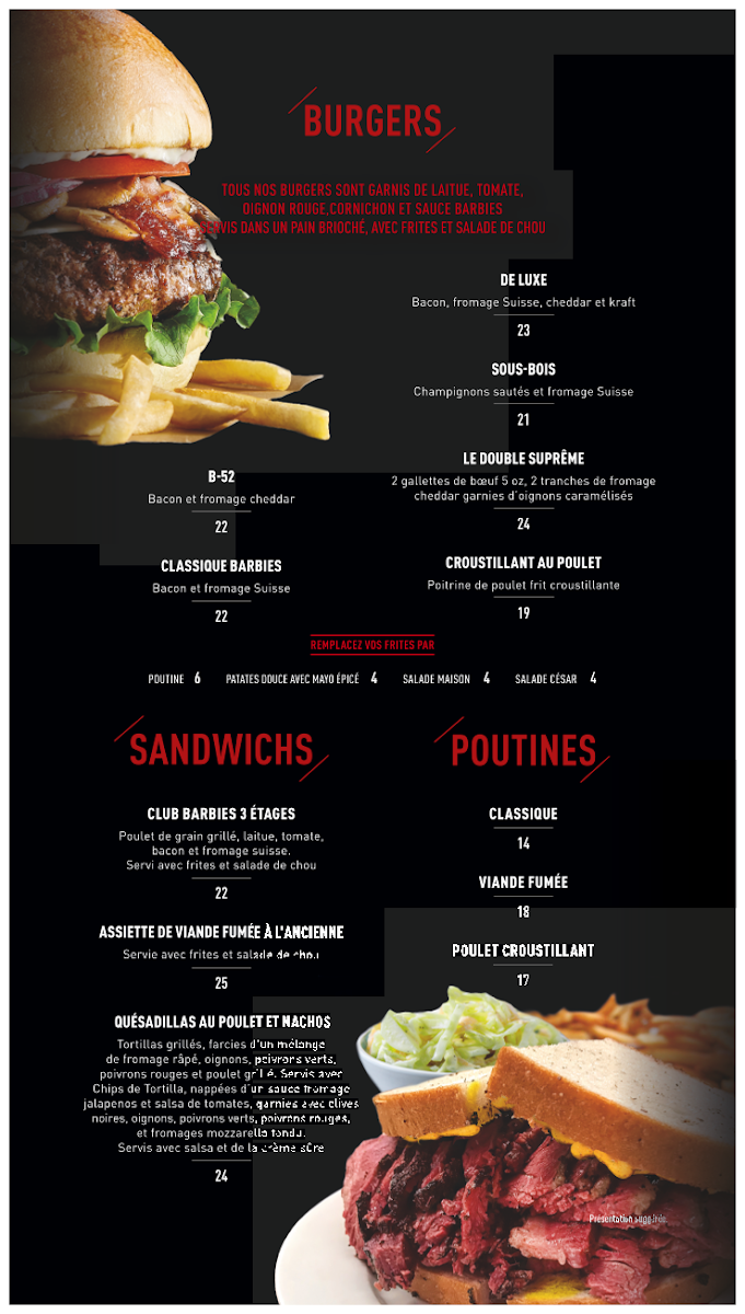 Menu, Barbies Resto Bar Grill