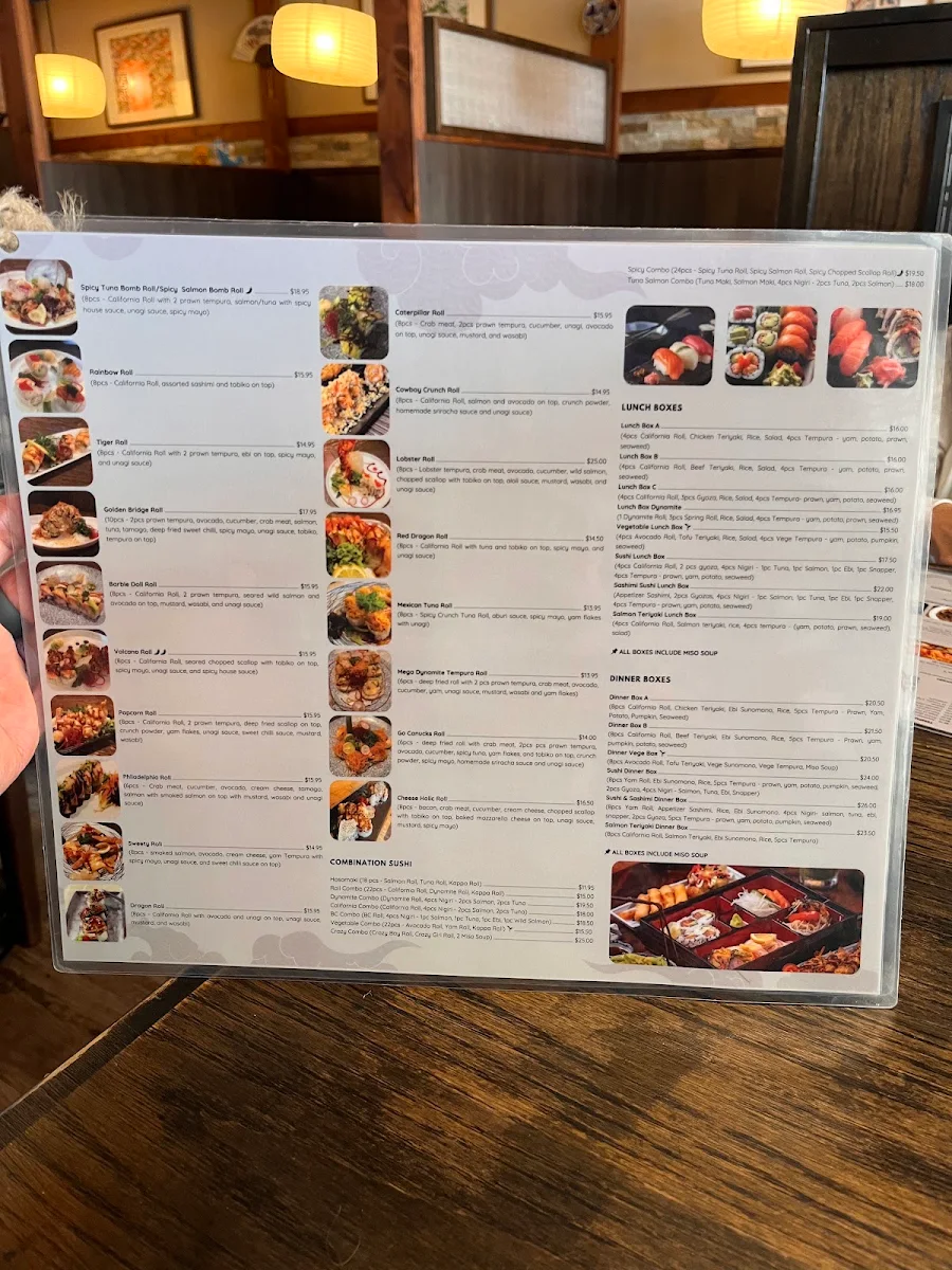 Menu, Todai Sushi