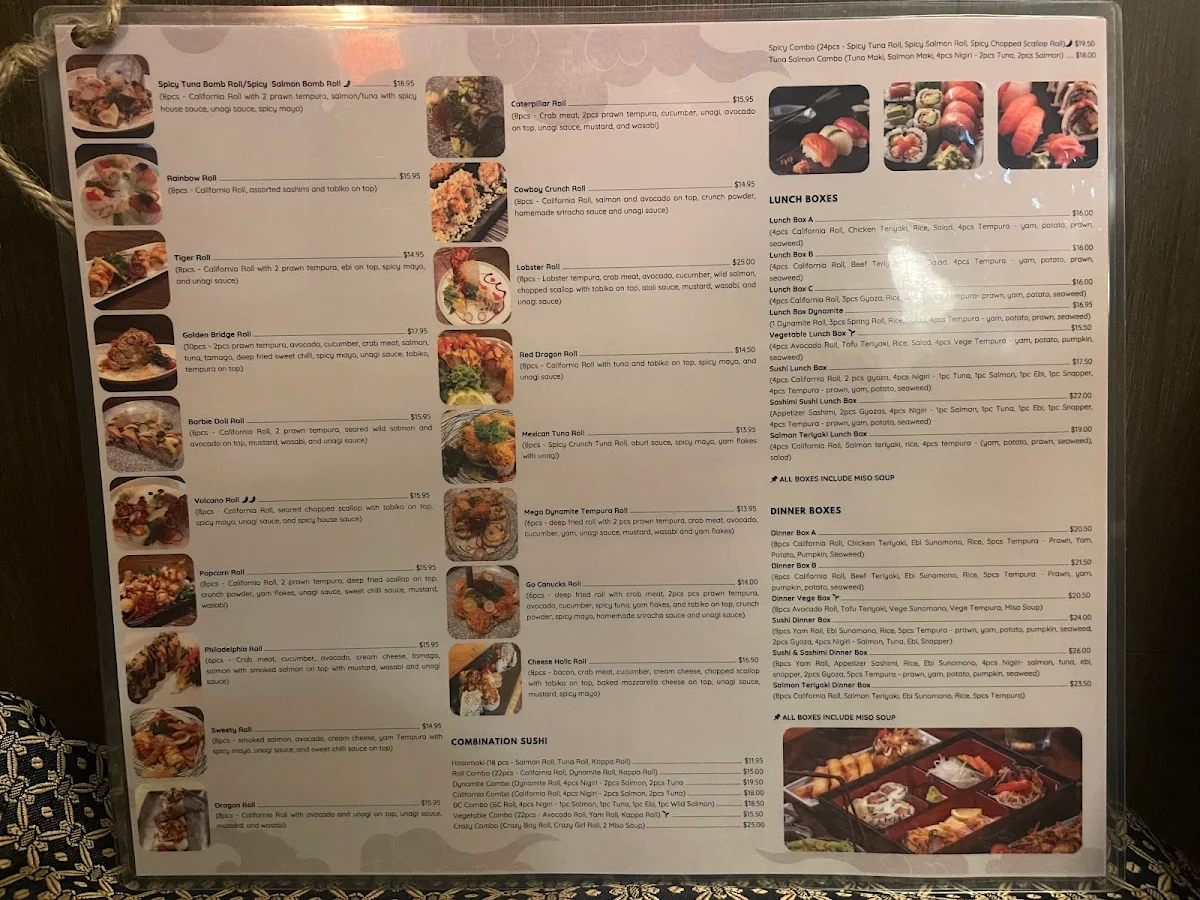 Menu, Todai Sushi